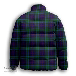 ScotsTee Shop Scottish MacTaggart Johnstons Premium Tartan Collar Down Jacket Winter White Duck Down Plaid