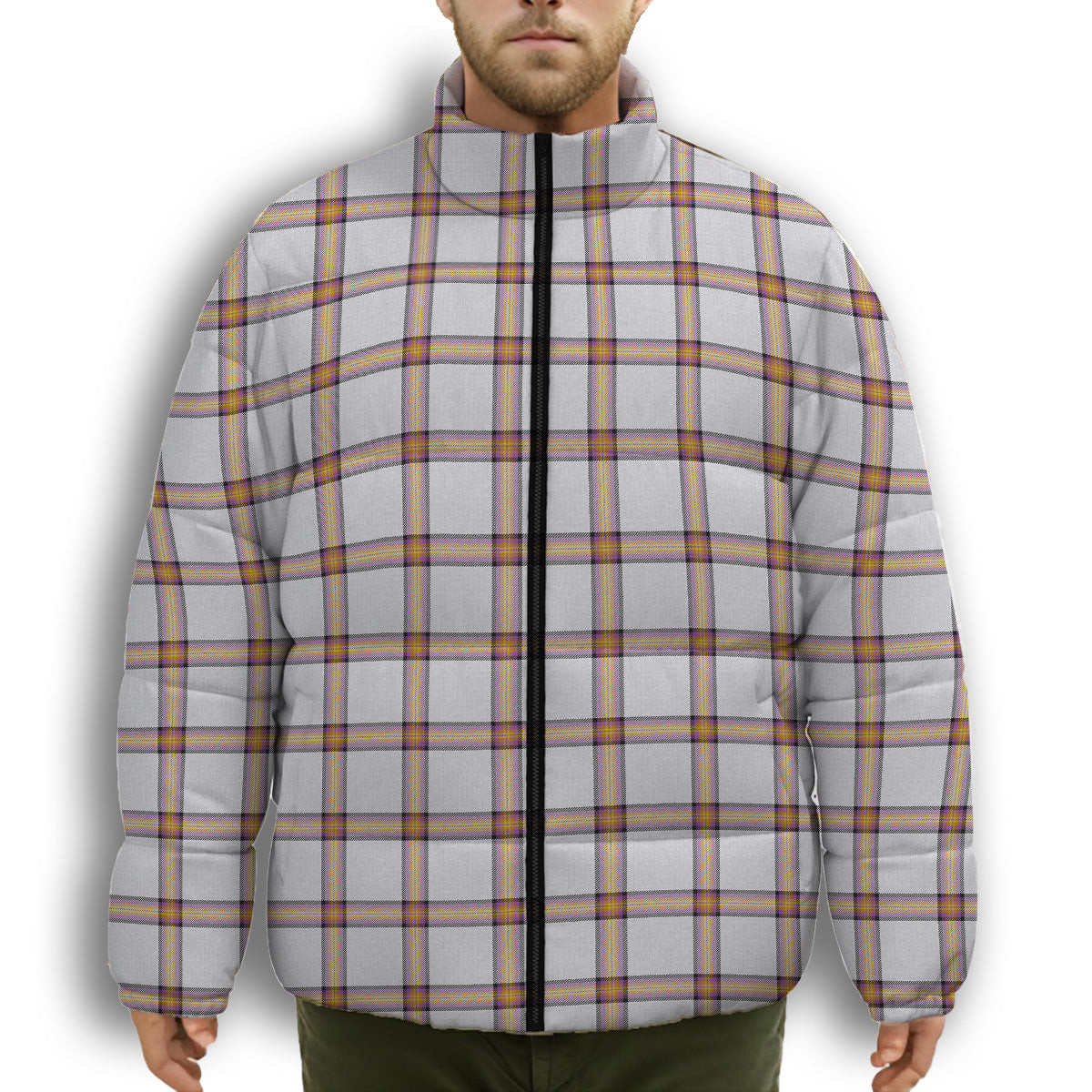 ScotsTee Shop Scottish Young Christina Modern Premium Tartan Collar Down Jacket Winter White Duck Down Plaid