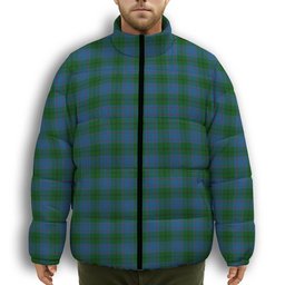 ScotsTee Shop Scottish Greenlaw American Premium Tartan Collar Down Jacket Winter White Duck Down Plaid