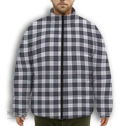 ScotsTee Shop Scottish McRae Dress Modern Premium Tartan Collar Down Jacket Winter White Duck Down Plaid
