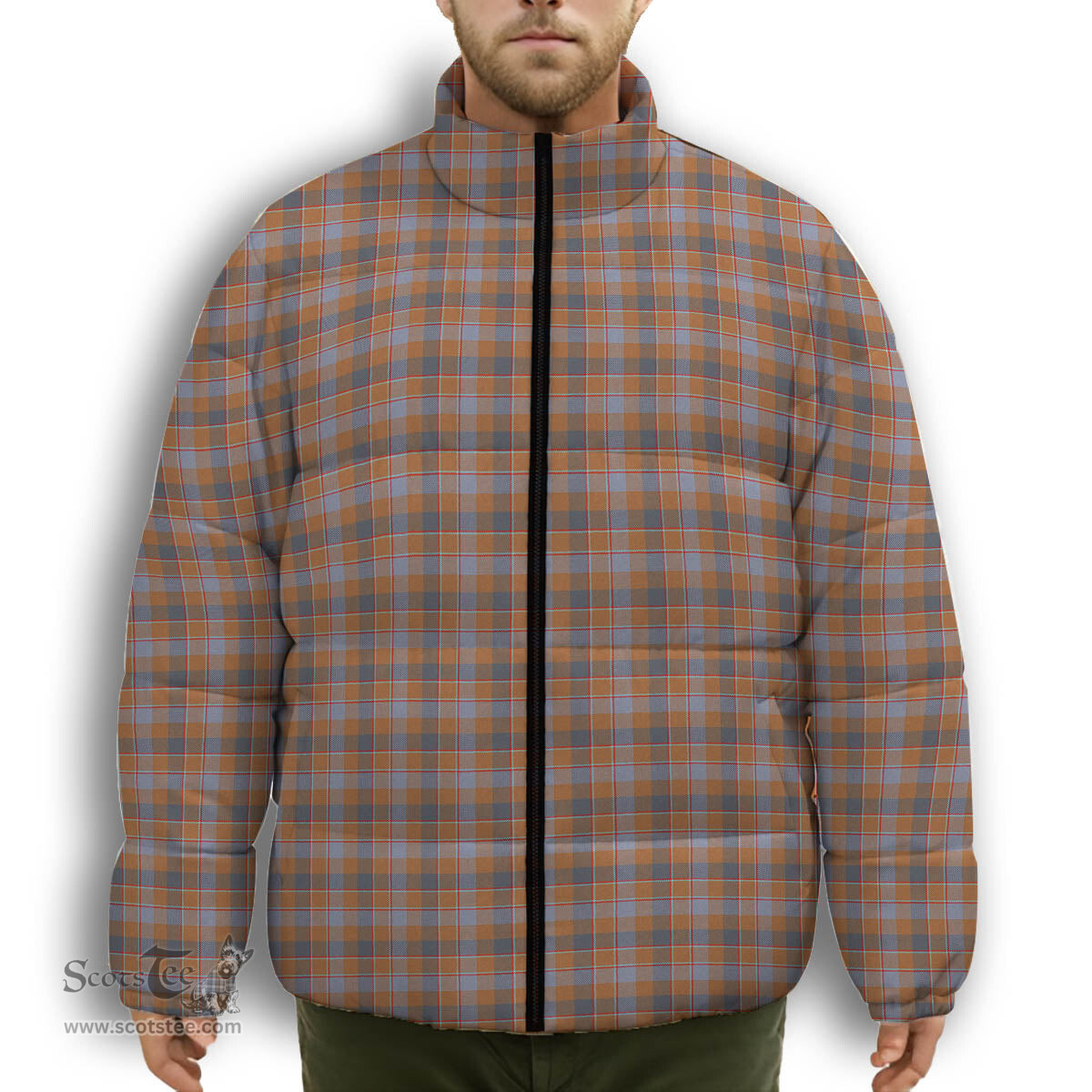 ScotsTee Shop Scottish Jardine of Castlemilk Ancient Premium Tartan Collar Down Jacket Winter White Duck Down Plaid