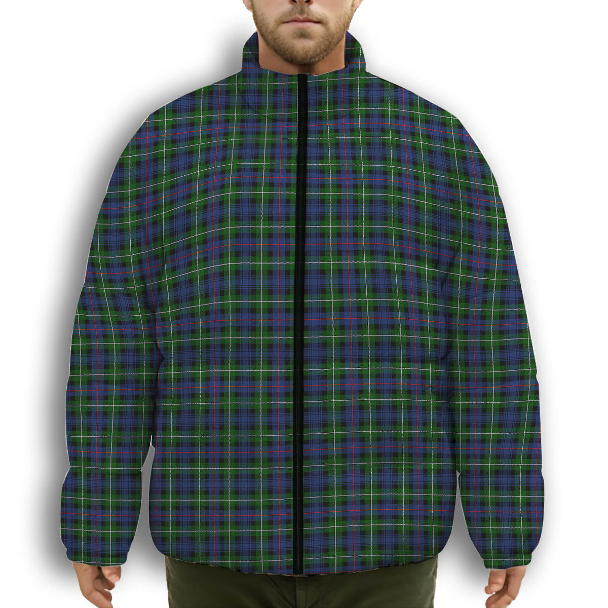 ScotsTee Shop Scottish MacKenzie Modern #2 Premium Tartan Collar Down Jacket Winter White Duck Down Plaid