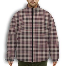 ScotsTee Shop Scottish MacPherson Hunting Ancient Premium Tartan Collar Down Jacket Winter White Duck Down Plaid