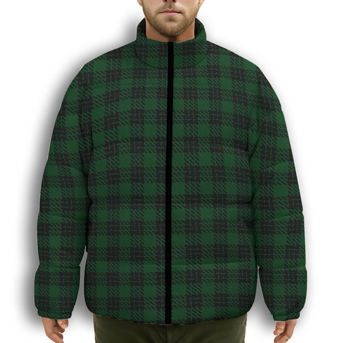 ScotsTee Shop Scottish Graham Premium Tartan Collar Down Jacket Winter White Duck Down Plaid