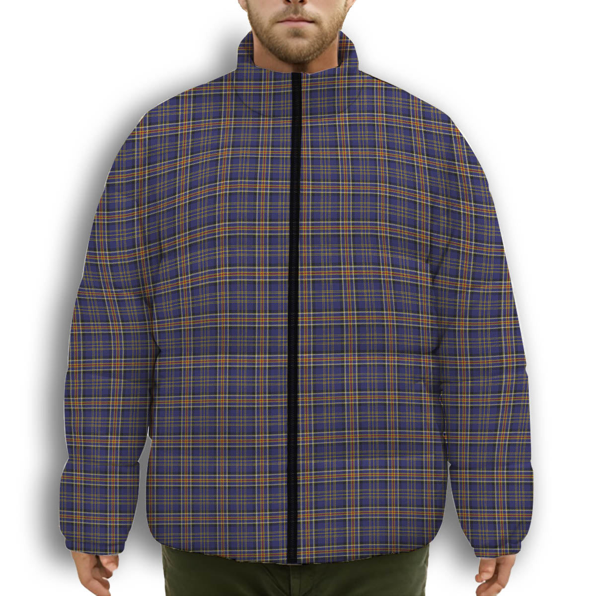 ScotsTee Shop Scottish Ruxton Dress Premium Tartan Collar Down Jacket Winter White Duck Down Plaid