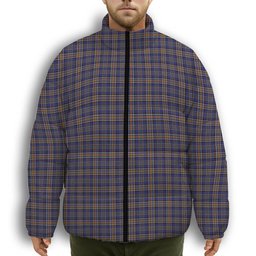 ScotsTee Shop Scottish Ruxton Dress Premium Tartan Collar Down Jacket Winter White Duck Down Plaid