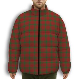 ScotsTee Shop Scottish McQuary Premium Tartan Collar Down Jacket Winter White Duck Down Plaid