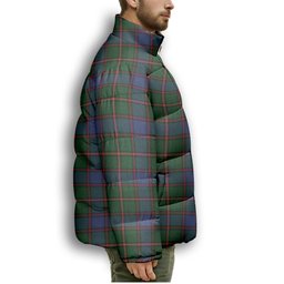 ScotsTee Shop Scottish Skene Premium Tartan Collar Down Jacket Winter White Duck Down Plaid