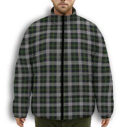 ScotsTee Shop Scottish Gordon Dress MacGregor-Hastie Premium Tartan Collar Down Jacket Winter White Duck Down Plaid