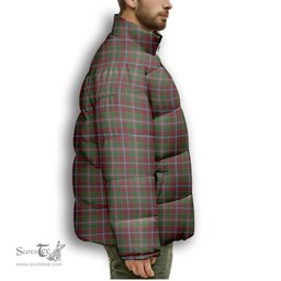 ScotsTee Shop Scottish Moray of Abercairny Premium Tartan Collar Down Jacket Winter White Duck Down Plaid