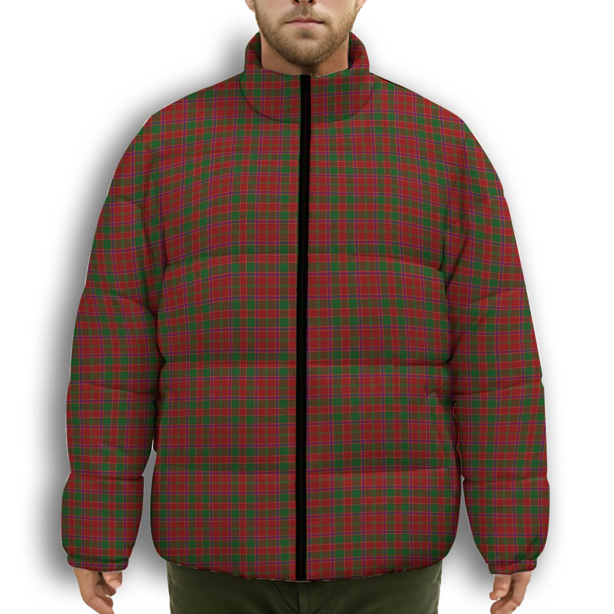 ScotsTee Shop Scottish Lochiel Premium Tartan Collar Down Jacket Winter White Duck Down Plaid