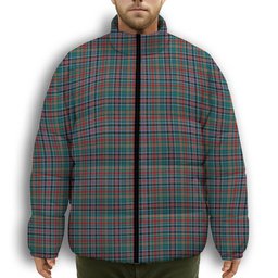 ScotsTee Shop Scottish Hunter Old Modern Premium Tartan Collar Down Jacket Winter White Duck Down Plaid