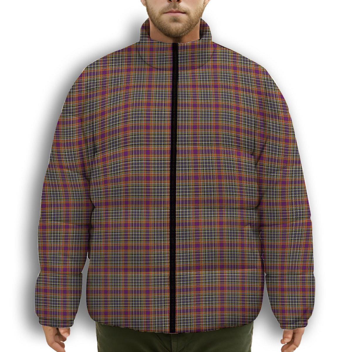 ScotsTee Shop Scottish York Puppet Premium Tartan Collar Down Jacket Winter White Duck Down Plaid