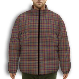 ScotsTee Shop Scottish York Puppet Premium Tartan Collar Down Jacket Winter White Duck Down Plaid