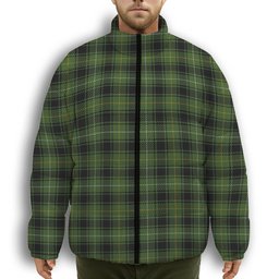 ScotsTee Shop Scottish MacIver Hunting Premium Tartan Collar Down Jacket Winter White Duck Down Plaid
