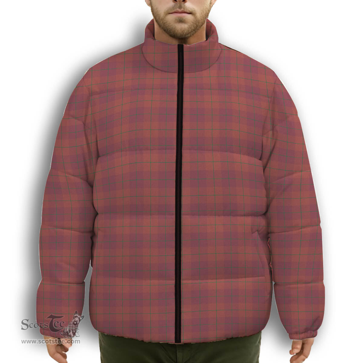 ScotsTee Shop Scottish Stirling of Keir Ancient Premium Tartan Collar Down Jacket Winter White Duck Down Plaid