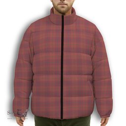 ScotsTee Shop Scottish Stirling of Keir Ancient Premium Tartan Collar Down Jacket Winter White Duck Down Plaid