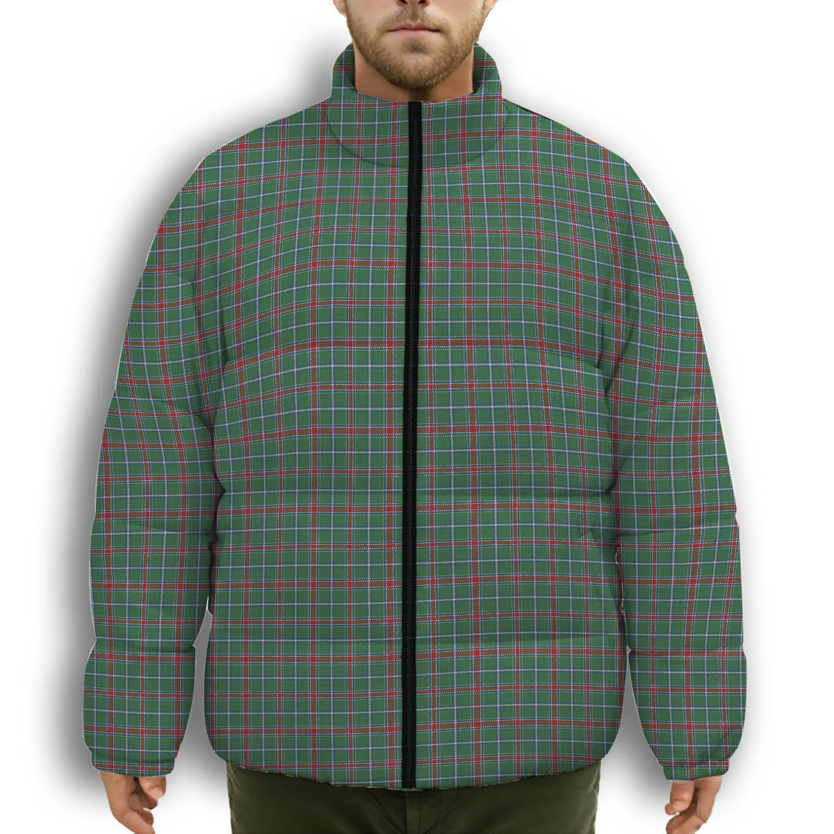 ScotsTee Shop Scottish Spence Fragment Modern Clan Premium Tartan Collar Down Jacket Winter White Duck Down Plaid