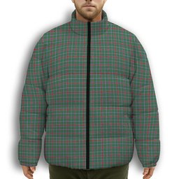 ScotsTee Shop Scottish Spence Fragment Modern Clan Premium Tartan Collar Down Jacket Winter White Duck Down Plaid