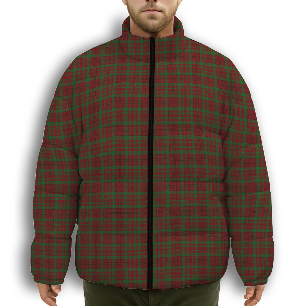 ScotsTee Shop Scottish MacDonell of Keppoch 3 Premium Tartan Collar Down Jacket Winter White Duck Down Plaid