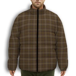 ScotsTee Shop Scottish Yarrow Premium Tartan Collar Down Jacket Winter White Duck Down Plaid