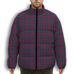 ScotsTee Shop Scottish Lindsay #2 Modern Clan Premium Tartan Collar Down Jacket Winter White Duck Down Plaid