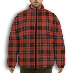 ScotsTee Shop Scottish Wallace Ancient Premium Tartan Collar Down Jacket Winter White Duck Down Plaid