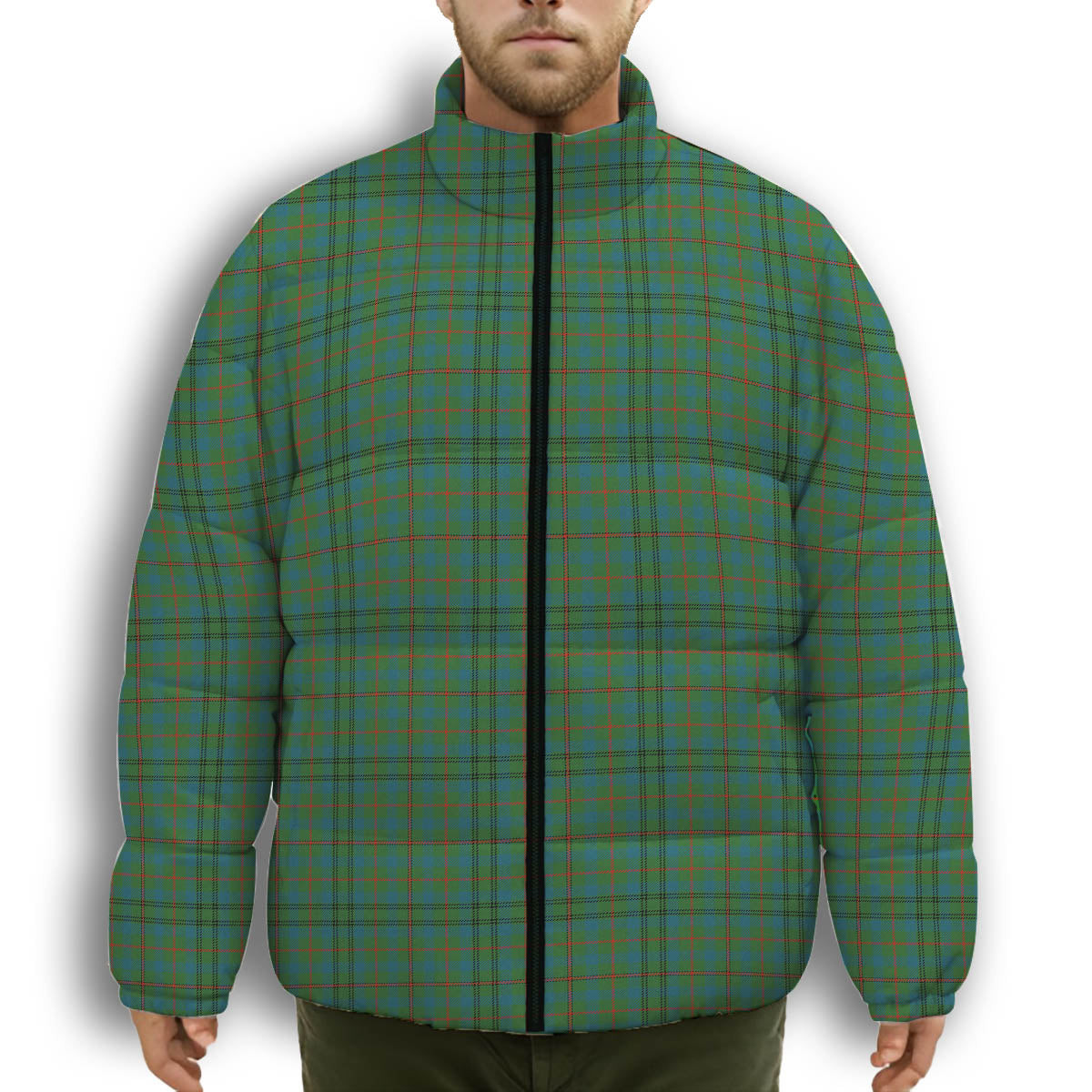 ScotsTee Shop Scottish Moncrieff of Atholl Ancient Premium Tartan Collar Down Jacket Winter White Duck Down Plaid