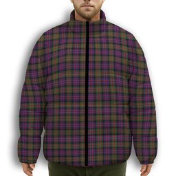 ScotsTee Shop Scottish MacDonald Modern Premium Tartan Collar Down Jacket Winter White Duck Down Plaid