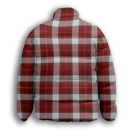 ScotsTee Shop Scottish McFie Dress Ancient Premium Tartan Collar Down Jacket Winter White Duck Down Plaid