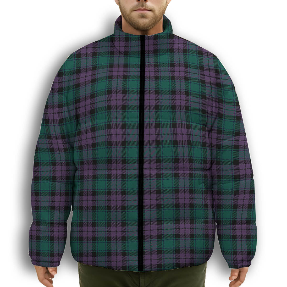 ScotsTee Shop Scottish MacArthur of Milton Modern Premium Tartan Collar Down Jacket Winter White Duck Down Plaid