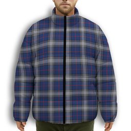 ScotsTee Shop Scottish Kinnaird Modern Premium Tartan Collar Down Jacket Winter White Duck Down Plaid