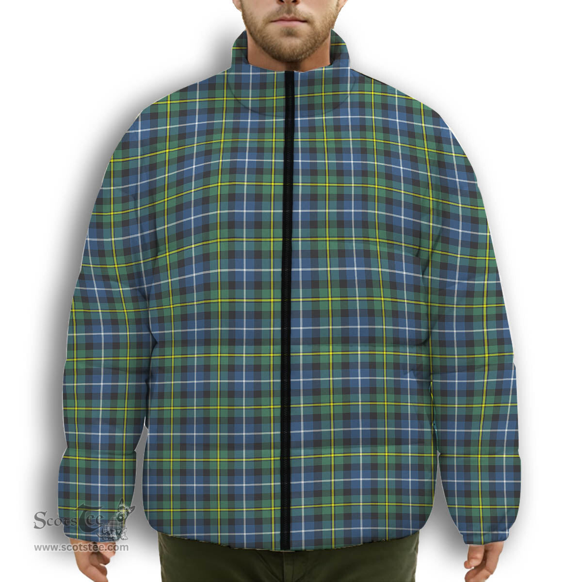 ScotsTee Shop Scottish MacNeill Of Barra Ancient Premium Tartan Collar Down Jacket Winter White Duck Down Plaid