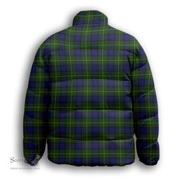 ScotsTee Shop Scottish Mulcahy Premium Tartan Collar Down Jacket Winter White Duck Down Plaid