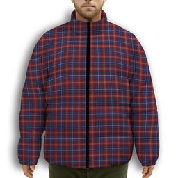 ScotsTee Shop Scottish Harris 1997 Premium Tartan Collar Down Jacket Winter White Duck Down Plaid