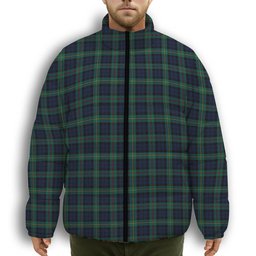 ScotsTee Shop Scottish McEwen Modern Premium Tartan Collar Down Jacket Winter White Duck Down Plaid