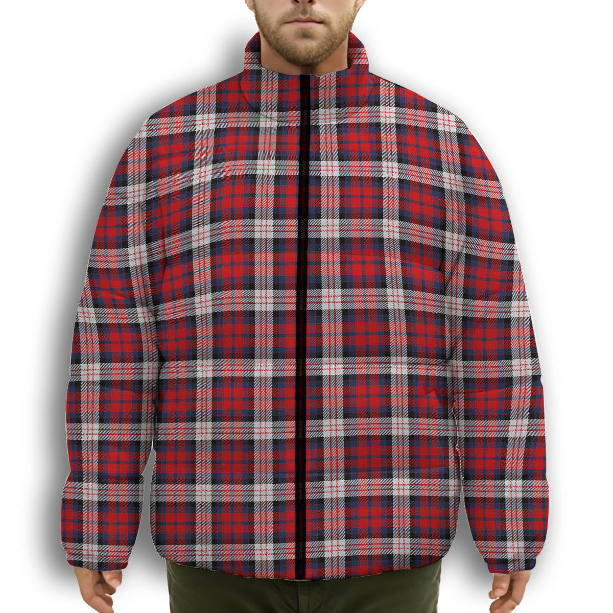 ScotsTee Shop Scottish MacDonald Dress Irish Modern Premium Tartan Collar Down Jacket Winter White Duck Down Plaid