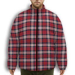 ScotsTee Shop Scottish MacDonald Dress Irish Modern Premium Tartan Collar Down Jacket Winter White Duck Down Plaid