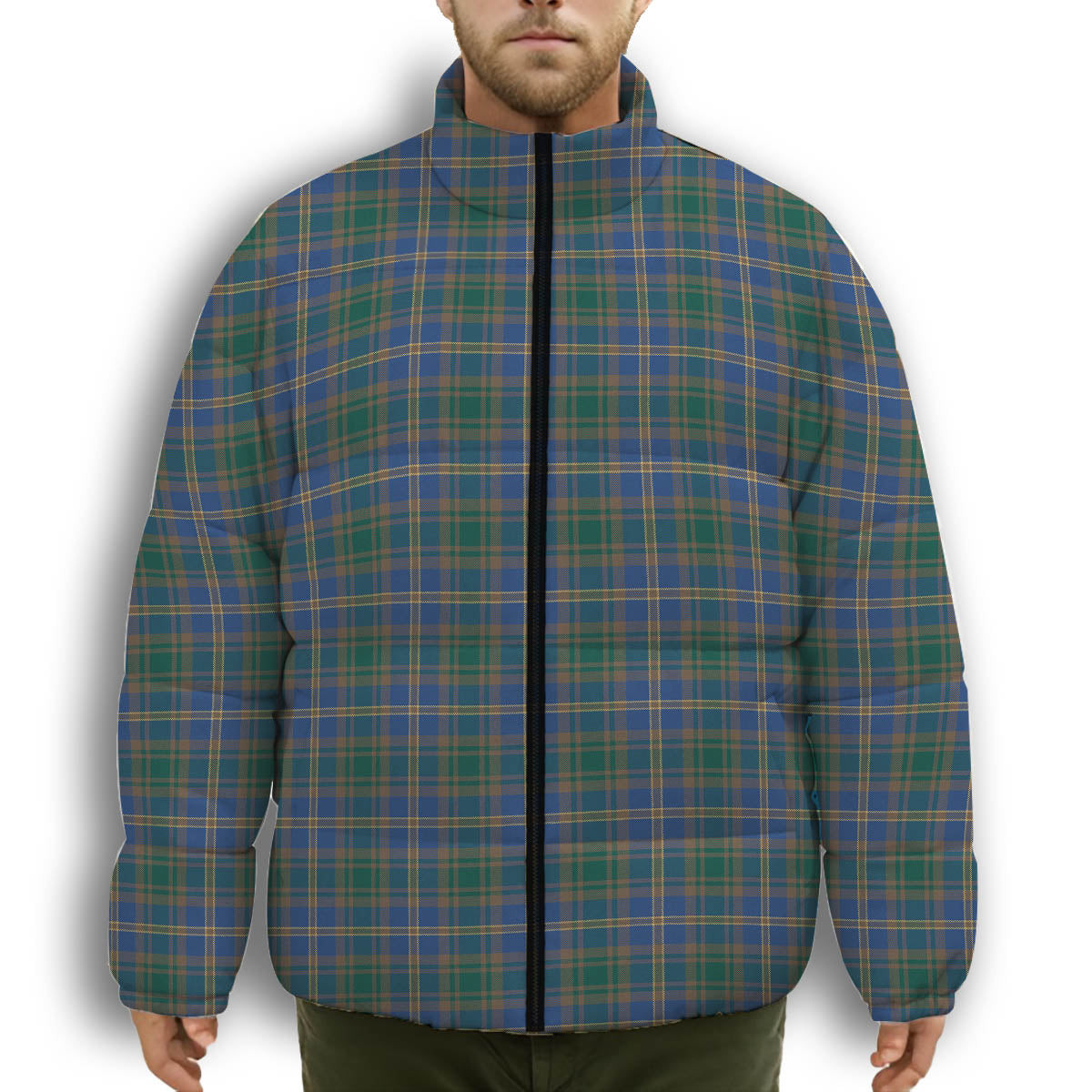 ScotsTee Shop Scottish Strange of Balkaskie Modern Premium Tartan Collar Down Jacket Winter White Duck Down Plaid