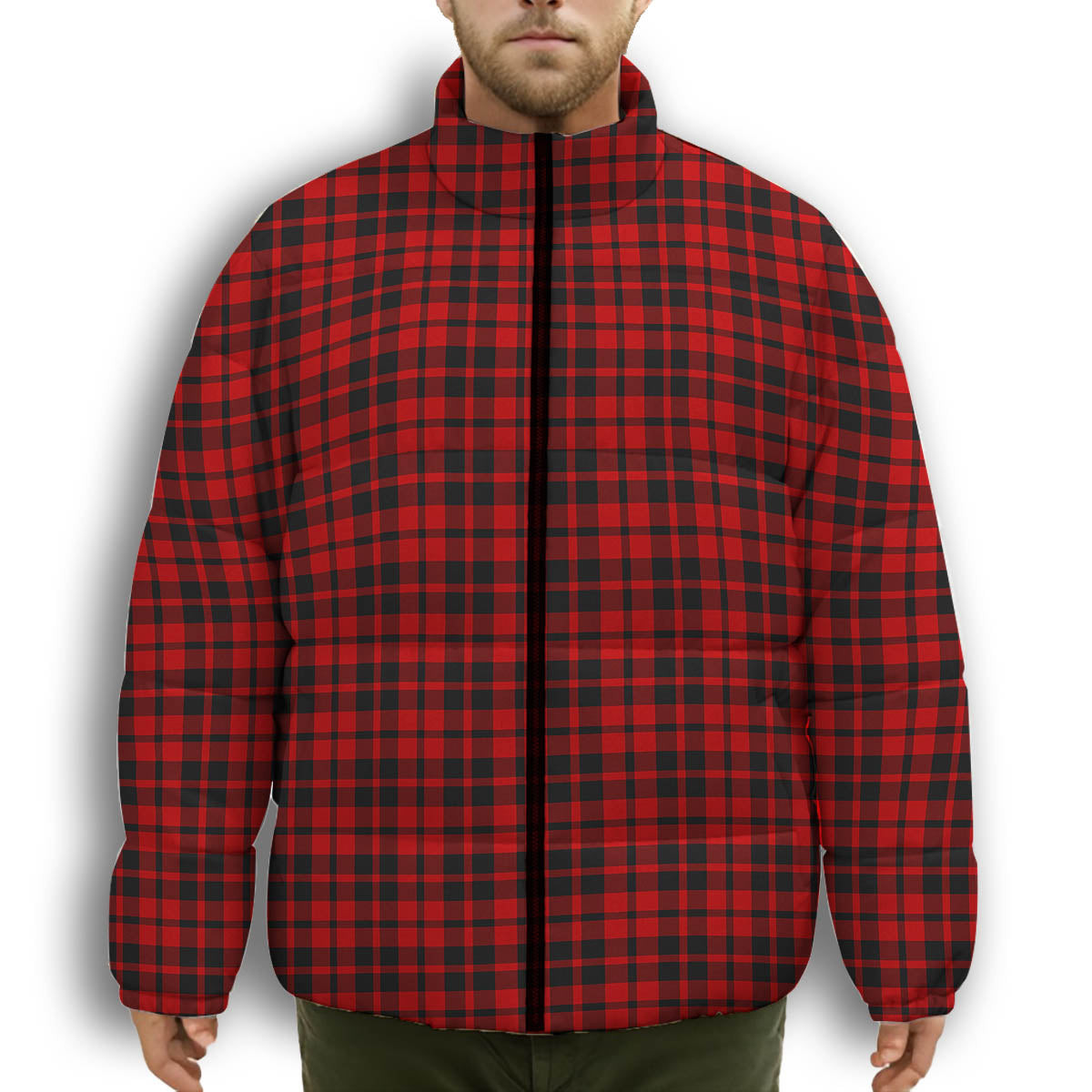 ScotsTee Shop Scottish Hogg Premium Tartan Collar Down Jacket Winter White Duck Down Plaid