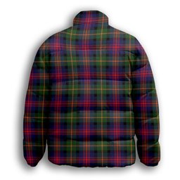 ScotsTee Shop Scottish Logan Modern Premium Tartan Collar Down Jacket Winter White Duck Down Plaid