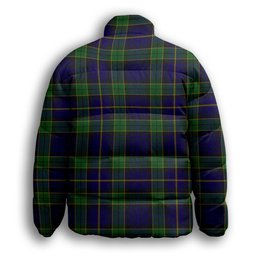 ScotsTee Shop Scottish Mulholland Premium Tartan Collar Down Jacket Winter White Duck Down Plaid