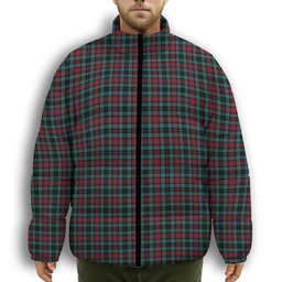 ScotsTee Shop Scottish Lindsay-McGee Ancient Clan Premium Tartan Collar Down Jacket Winter White Duck Down Plaid