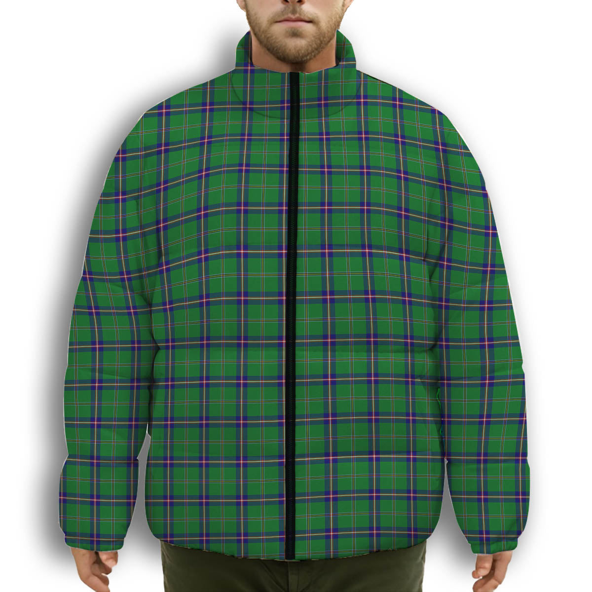 ScotsTee Shop Scottish Washington State Premium Tartan Collar Down Jacket Winter White Duck Down Plaid