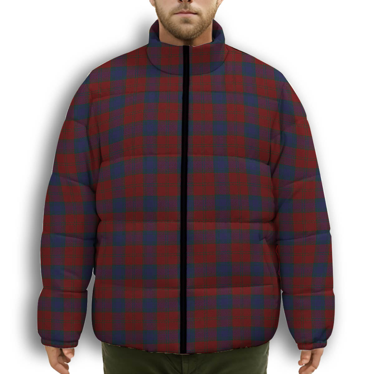 ScotsTee Shop Scottish Lawless Premium Tartan Collar Down Jacket Winter White Duck Down Plaid