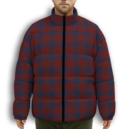 ScotsTee Shop Scottish Lawless Premium Tartan Collar Down Jacket Winter White Duck Down Plaid