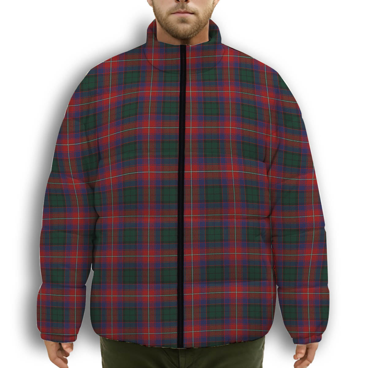 ScotsTee Shop Scottish MacInroy Rattray Premium Tartan Collar Down Jacket Winter White Duck Down Plaid
