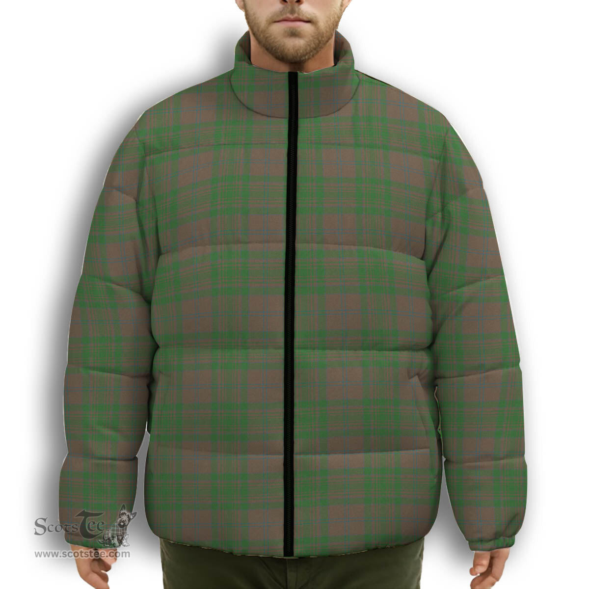 ScotsTee Shop Scottish MacAlister of Glenbarr Hunting Ancient Premium Tartan Collar Down Jacket Winter White Duck Down Plaid