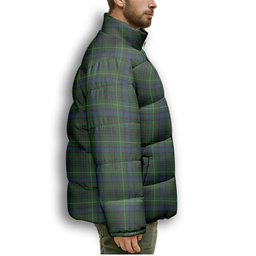 ScotsTee Shop Scottish Stewart Hunting Modern Premium Tartan Collar Down Jacket Winter White Duck Down Plaid