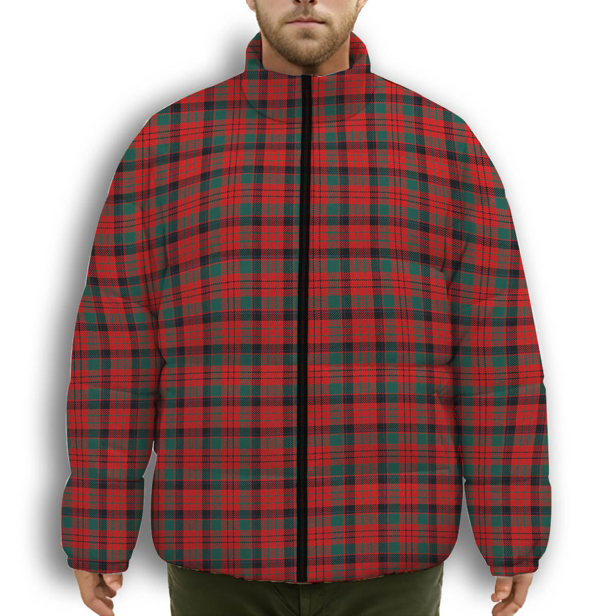 ScotsTee Shop Scottish McNeacail Modern Premium Tartan Collar Down Jacket Winter White Duck Down Plaid